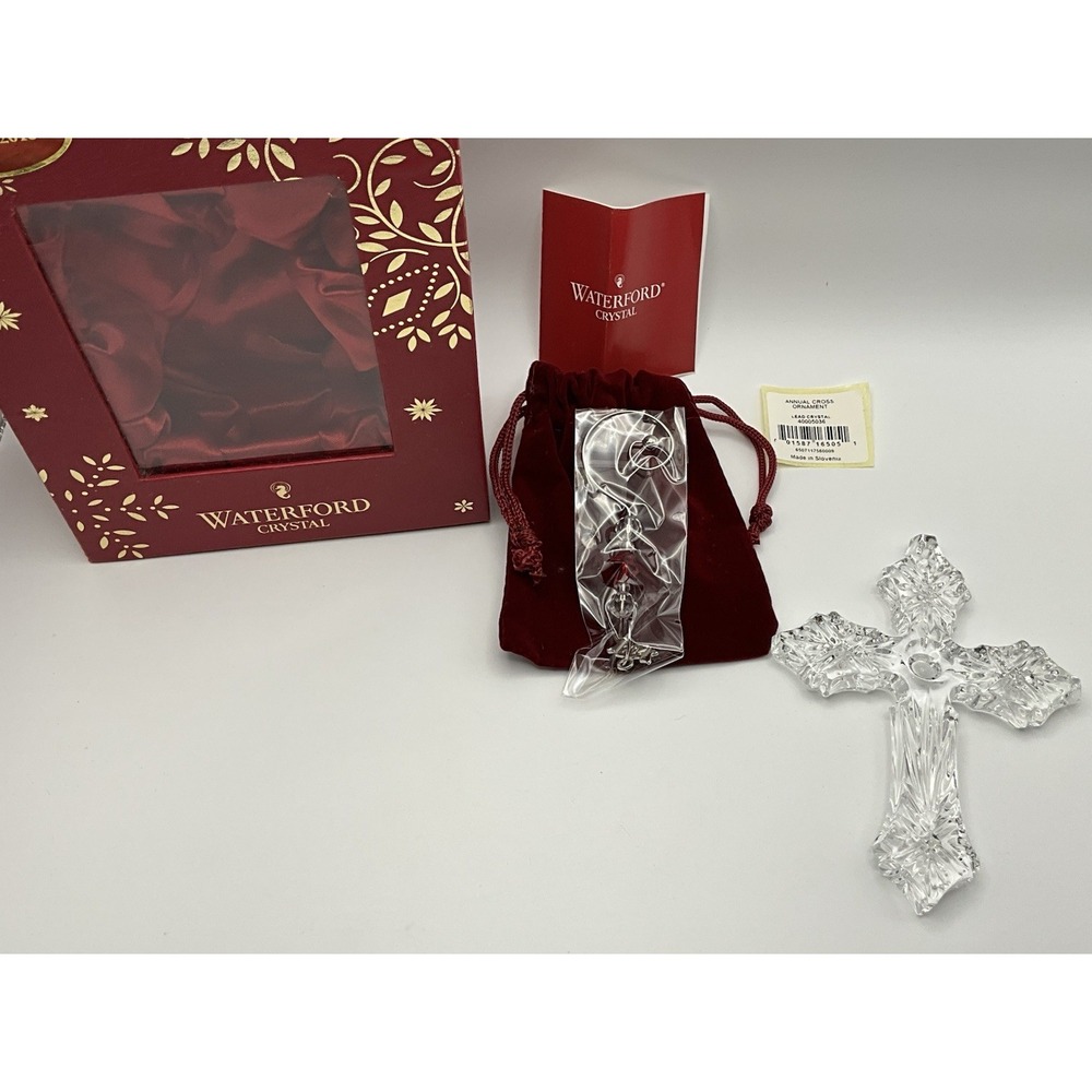 Waterford Crystal Annual 2015 Cross Ornament w/Enhancer & Box Excellent